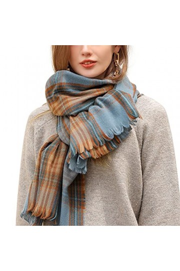 Femme Écharpe Tissée Écharpe en Imitation Cachemire Écharpe Classique à Carreaux Écharpe Longue Écharpe Etole avec Franges Éc