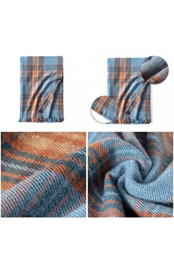 Femme Écharpe Tissée Écharpe en Imitation Cachemire Écharpe Classique à Carreaux Écharpe Longue Écharpe Etole avec Franges Éc