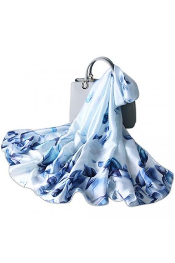 LumiSyne Echarpes En Soie à Fleurs Imprimé Mode Élégant Style Long Et Doux Châle Foulards Chaude Châle De Plage Toute La Sais