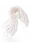 prettystern Femme Homme 100% Lin Foulard Écharpe uni-coloré franges tissé Printemps et en Été - T10 blanc