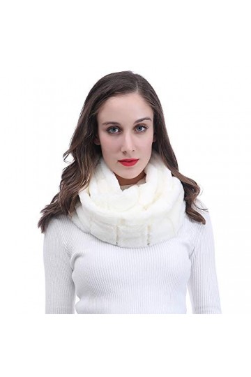 Lina & Lily Écharpe Tube Snood Fausse Fourrure Ultra Doux Blanc 
