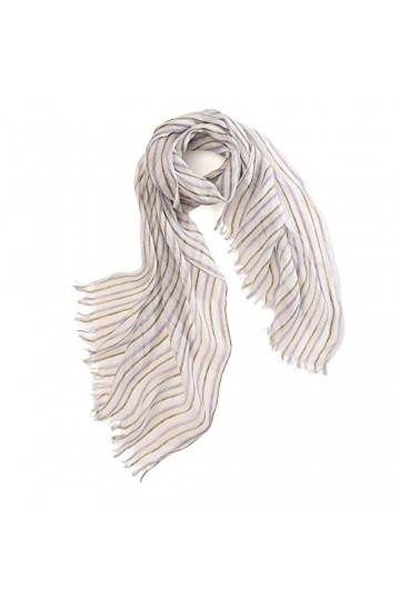 prettystern Echarpe été lin rayures colorées homme femme franges ouvertes rose bleu T84