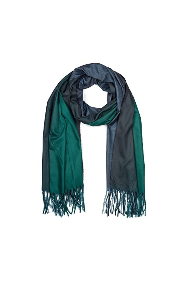 styleBREAKER Echarpe pour femmes avec dégradé de 2 couleurs et franges, étole chaude dhiver multicolore, aspect ombré, 01017