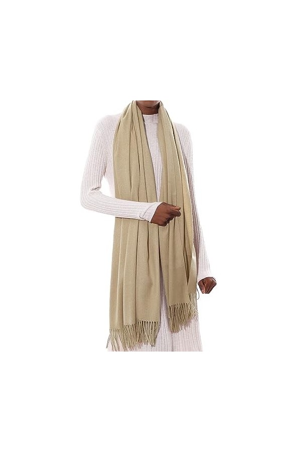 PIOYMEYA Echarpe Femme Hiver Pashmina Etole Écharpe Beige Chale Chaud pour Mariage Élégants Chevron Foulard pour Robe de Soir