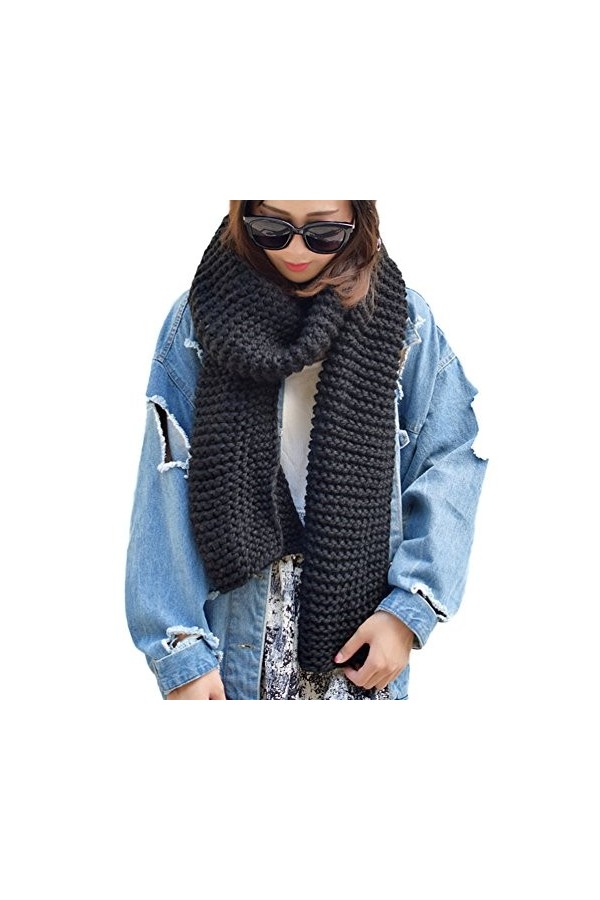 DELEY Unisex Couple Automne Hiver Echarpe Chunky Cable Tricot Chaud Doux Réversible Foulards Long Wrap Châles Etoles Noël Cad