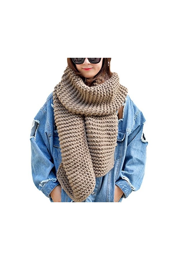 DELEY Unisex Couple Automne Hiver Echarpe Chunky Cable Tricot Chaud Doux Réversible Foulards Long Wrap Châles Etoles Noël Cad