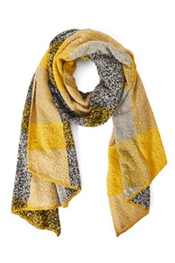 ONLY Onllima Check Scarf Noos Écharpe, Gris Clair mélangé-Carreaux dorés, Taille Unique Femme