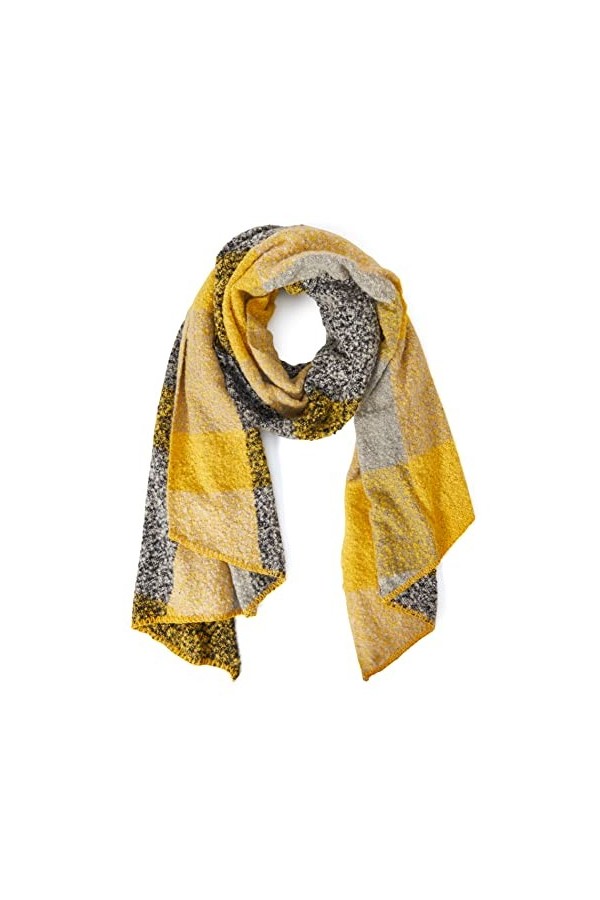 ONLY Onllima Check Scarf Noos Écharpe, Gris Clair mélangé-Carreaux dorés, Taille Unique Femme