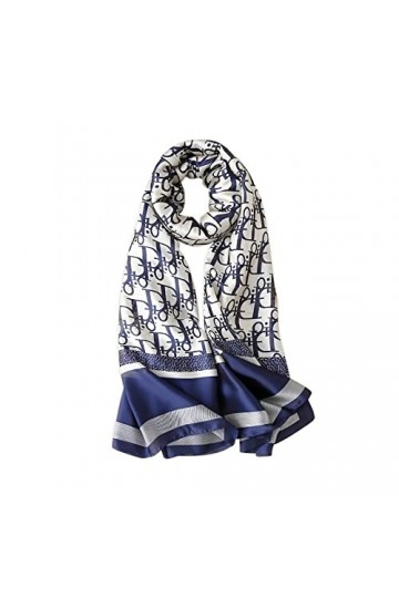 LumiSyne Femme Foulard En Soie Imprimé Fleur Classique Chaîne Géométrique Lettre Motif Châle Étole Léger Doux Écharpe Cadeau 