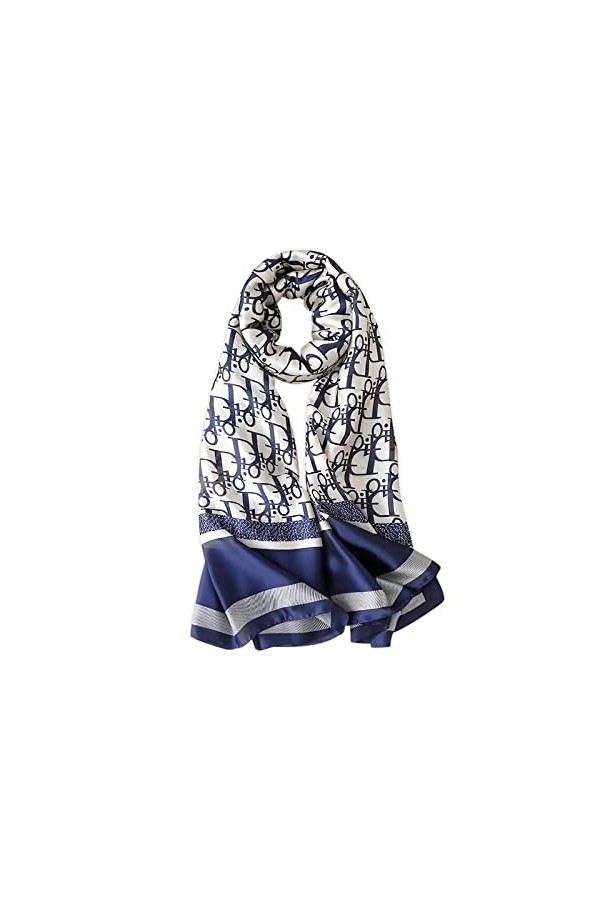 LumiSyne Femme Foulard En Soie Imprimé Fleur Classique Chaîne Géométrique Lettre Motif Châle Étole Léger Doux Écharpe Cadeau 