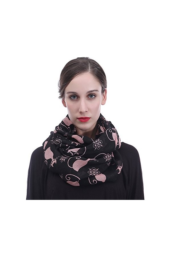 Lina & Lily écharpe tube imprimé chats Noir 