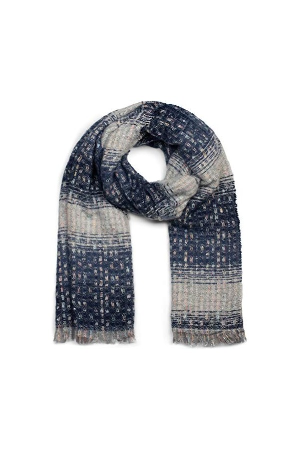 styleBREAKER écharpe pour femmes avec motif tissé à rayures, des paillettes et des franges courtes, hiver, étole, foulard 010