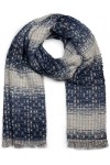 styleBREAKER écharpe pour femmes avec motif tissé à rayures, des paillettes et des franges courtes, hiver, étole, foulard 010