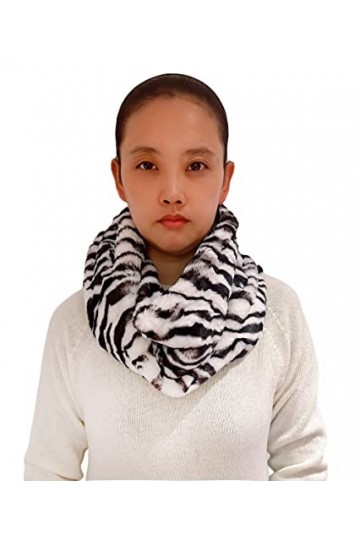 Lina & Lily Écharpe Tube Snood en Fausse Fourrure Zèbre 