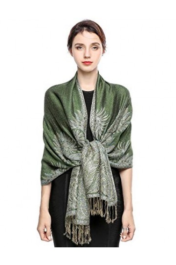 EASE LEAP Écharpe Pashmina pour Femme Châle Paisley Hijab de couleur chaude avec empiècements soyeux et sensation dans les co