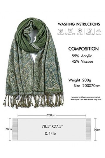 EASE LEAP Écharpe Pashmina pour Femme Châle Paisley Hijab de couleur chaude avec empiècements soyeux et sensation dans les co