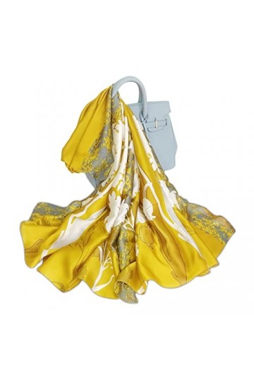 LumiSyne Foulards En Soie Imprimé Floral Rose Echarpes Long Foulards Coloré Châle De Plage Style Doux Et Élégant Toute La Sai