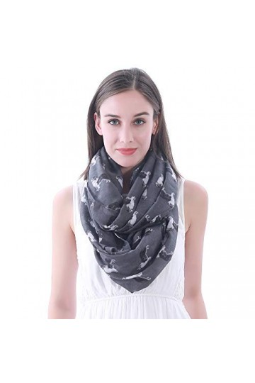 Lina & Lily écharpe tube snood à motif chien border collie Gris 