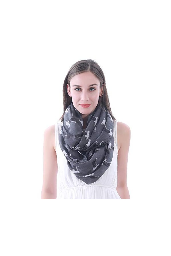 Lina & Lily écharpe tube snood à motif chien border collie Gris 