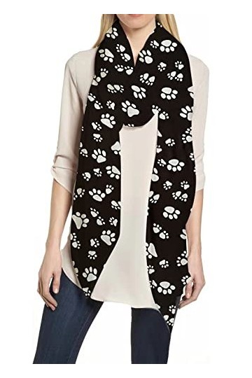Lina & Lily Écharpe Foulard Femme Imprimé Pattes de Chien Chat Noir 