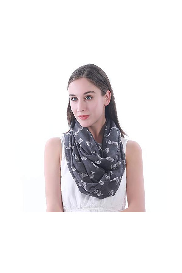 Lina & Lily écharpe tube snood à motif chien Welsh Corgi Pembroke et Cardigan Gris