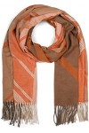 styleBREAKER Femme écharpe tissée avec motif géométrique et franges, chaude étole dhiver multicolore 01017150, couleur:Orang
