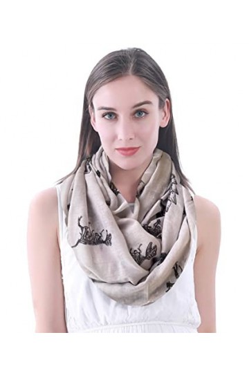 Lina & Lily Écharpe Foulard Tube Femme Imprimé Dinosaures Beige 