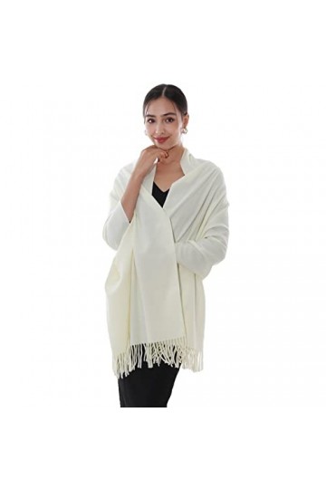 RIIQIICHY Écharpe Femme Hiver Châle Etole&nbsp;Chaud Lait Blanc Pashmina Foulard Grosse Grande Mariage Etole