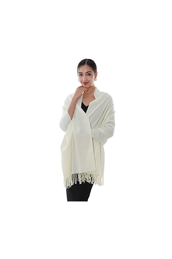 RIIQIICHY Écharpe Femme Hiver Châle Etole&nbsp;Chaud Lait Blanc Pashmina Foulard Grosse Grande Mariage Etole