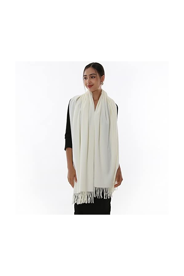 RIIQIICHY Écharpe Femme Hiver Châle Etole&nbsp;Chaud Lait Blanc Pashmina Foulard Grosse Grande Mariage Etole