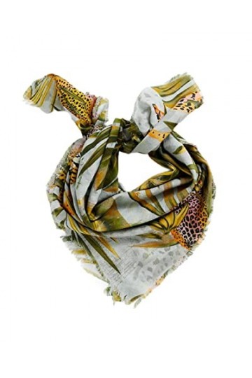 Desigual Femme Fou_tigercamo Sq charpe de mode, Vert, Taille unique EU