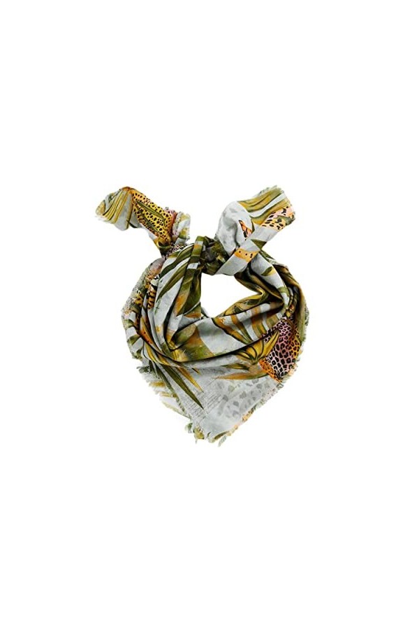 Desigual Femme Fou_tigercamo Sq charpe de mode, Vert, Taille unique EU