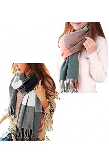 Tuopuda Hiver Echarpe Femme Plaid Longue écharpe Chaude Grande Châles Doux Foulards Glands Elégant Wrap Châles Etoles Écharpe