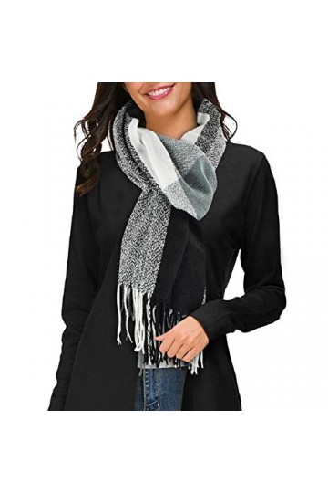 Tuopuda Hiver Echarpe Femme Plaid Longue écharpe Chaude Grande Châles Doux Foulards Glands Elégant Wrap Châles Etoles Écharpe