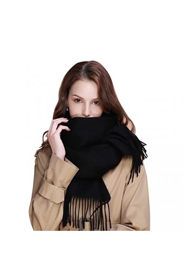 HOLEMZ Echarpe Femme Cachemire Hiver Grande Taille Douces Écharpe Longue Chaude Couverture Mode Elégant Réversible avec Gland