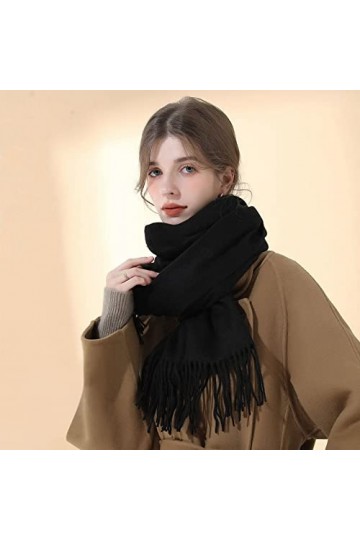 HOLEMZ Echarpe Femme Cachemire Hiver Grande Taille Douces Écharpe Longue Chaude Couverture Mode Elégant Réversible avec Gland