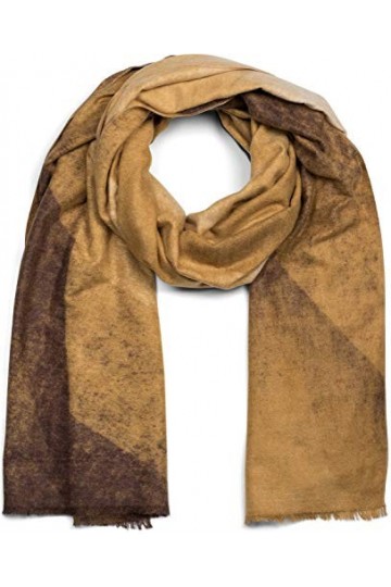 styleBREAKER écharpe douce pour femmes avec motif géométrique de dégradés de couleurs et franges sur le pourtour, hiver, étol