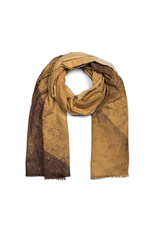 styleBREAKER écharpe douce pour femmes avec motif géométrique de dégradés de couleurs et franges sur le pourtour, hiver, étol