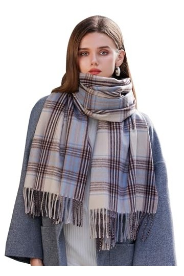 Longwu Femmes Tartan écossais Multicolore Dames écharpe et châle Wrap Cachemire Sensation Hiver Doux Chaud Longues Grandes éc