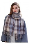 Longwu Femmes Tartan écossais Multicolore Dames écharpe et châle Wrap Cachemire Sensation Hiver Doux Chaud Longues Grandes éc