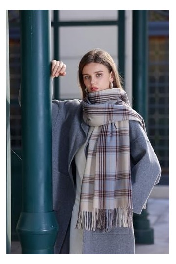 Longwu Femmes Tartan écossais Multicolore Dames écharpe et châle Wrap Cachemire Sensation Hiver Doux Chaud Longues Grandes éc