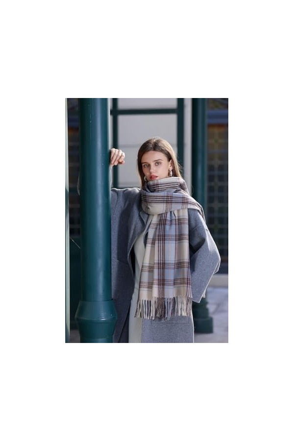 Longwu Femmes Tartan écossais Multicolore Dames écharpe et châle Wrap Cachemire Sensation Hiver Doux Chaud Longues Grandes éc