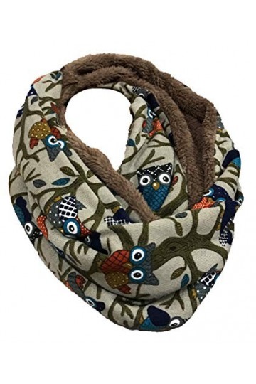 JameStyle26 Écharpe dhiver moelleuse et chaude - En polaire - Motif chouette - Avec doublure en peluche, taupe, Umfang: 160 