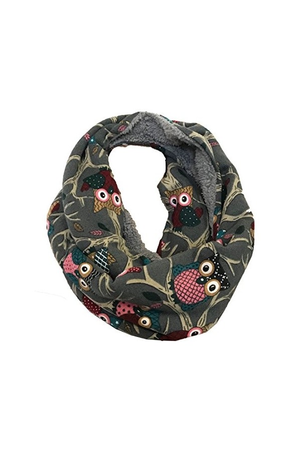 JameStyle26 Écharpe dhiver moelleuse et chaude - En polaire - Motif chouette - Avec doublure en peluche, taupe, Umfang: 160 