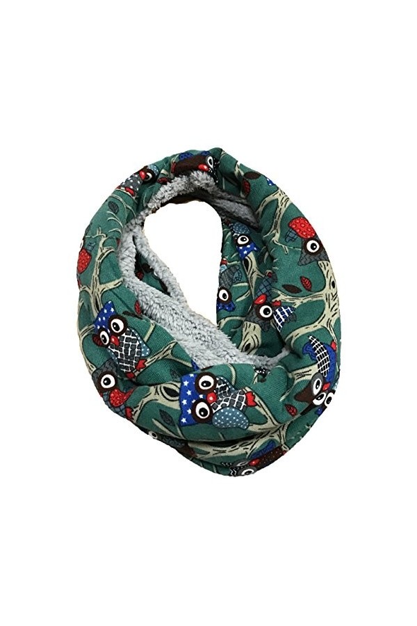 JameStyle26 Écharpe dhiver moelleuse et chaude - En polaire - Motif chouette - Avec doublure en peluche, taupe, Umfang: 160 