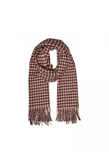 PIECES PCJIRA Wool Scarf Noos Echarpe, Grape Wine/AOP:Check, Taille Unique Femme