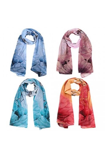 Bolonbi Lot de 4 écharpes en mousseline de soie, écharpes légères pour femmes et filles