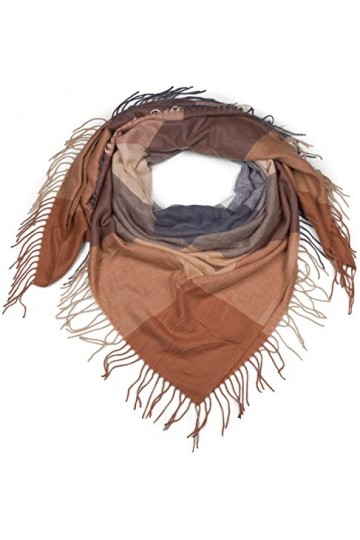 styleBREAKER écharpe carrée XXL, plaid avec motif à carreaux et longues franges, hiver, étole, foulard 01017116, couleur:Marr