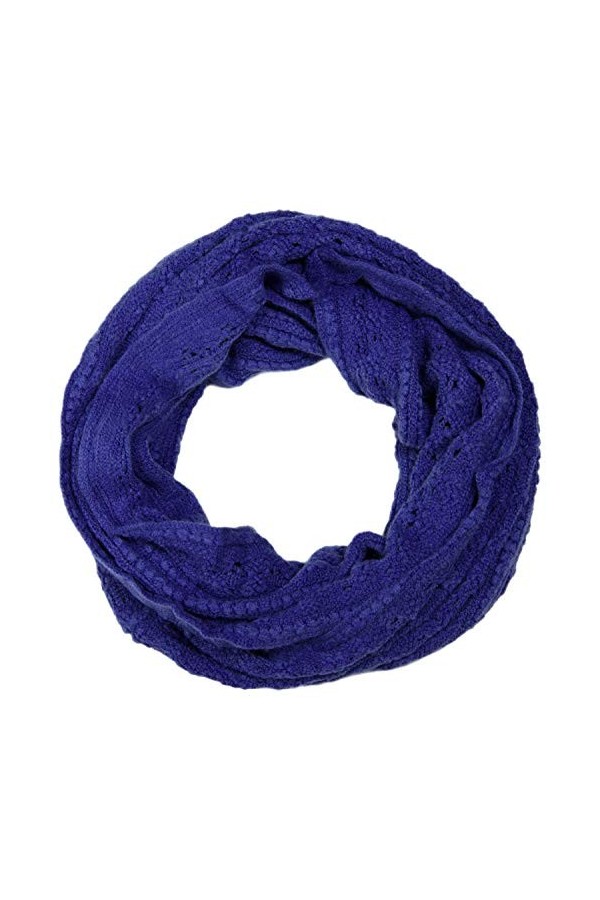 styleBREAKER Écharpe tube snood en maille avec motif ajouré, losanges et côtes en diagonale 01018104, couleur:Bleu