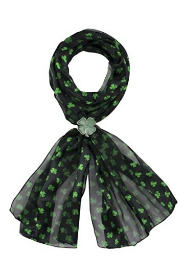 Écharpe trèfle celtique irlandais brillant et argent rhodié pour homme et femme - 148 x 35 cm - - taille unique